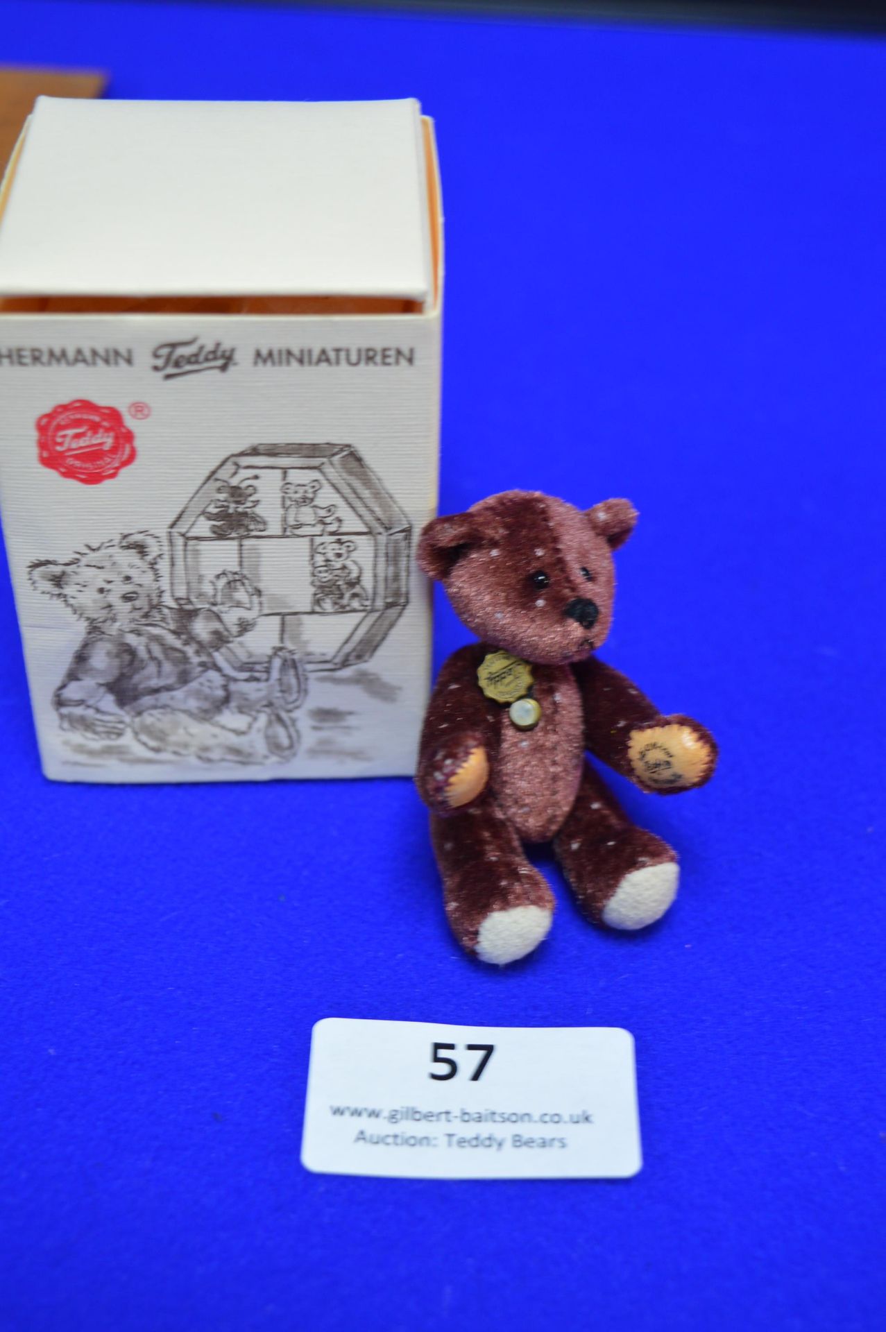 Hermann Miniature Burgundy with White Dots Teddy Bear (6cm)