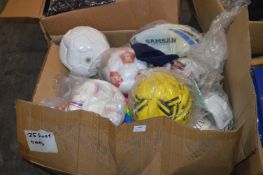 *25 Assorted Balls; Football, Rugby, etc.