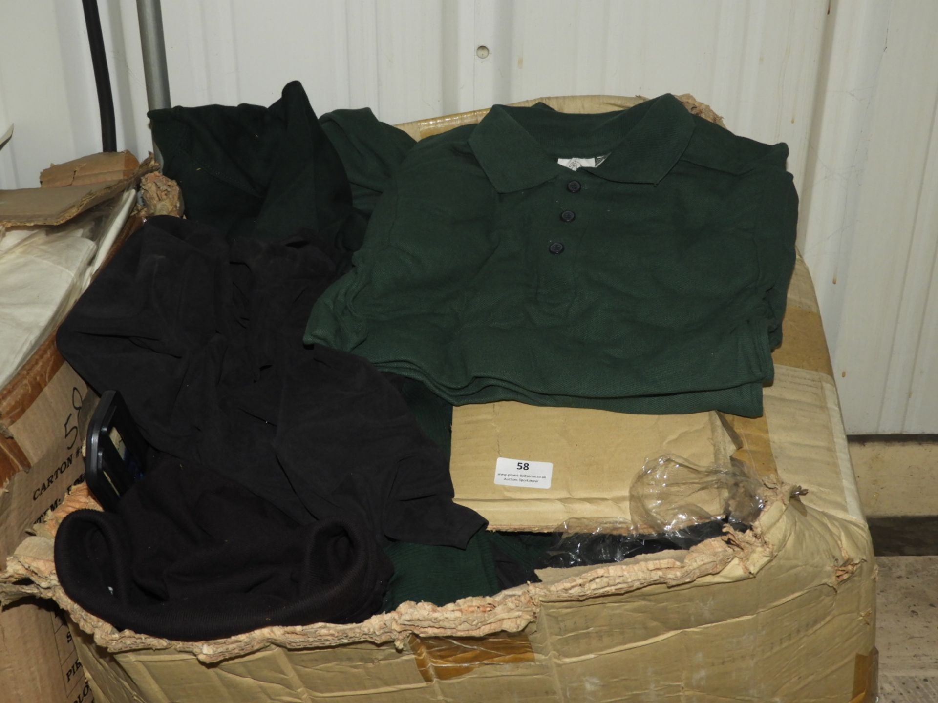 *~20 Mixed Clothing Items; Bottle Green Polo Shirts, Sweatshirts, etc.