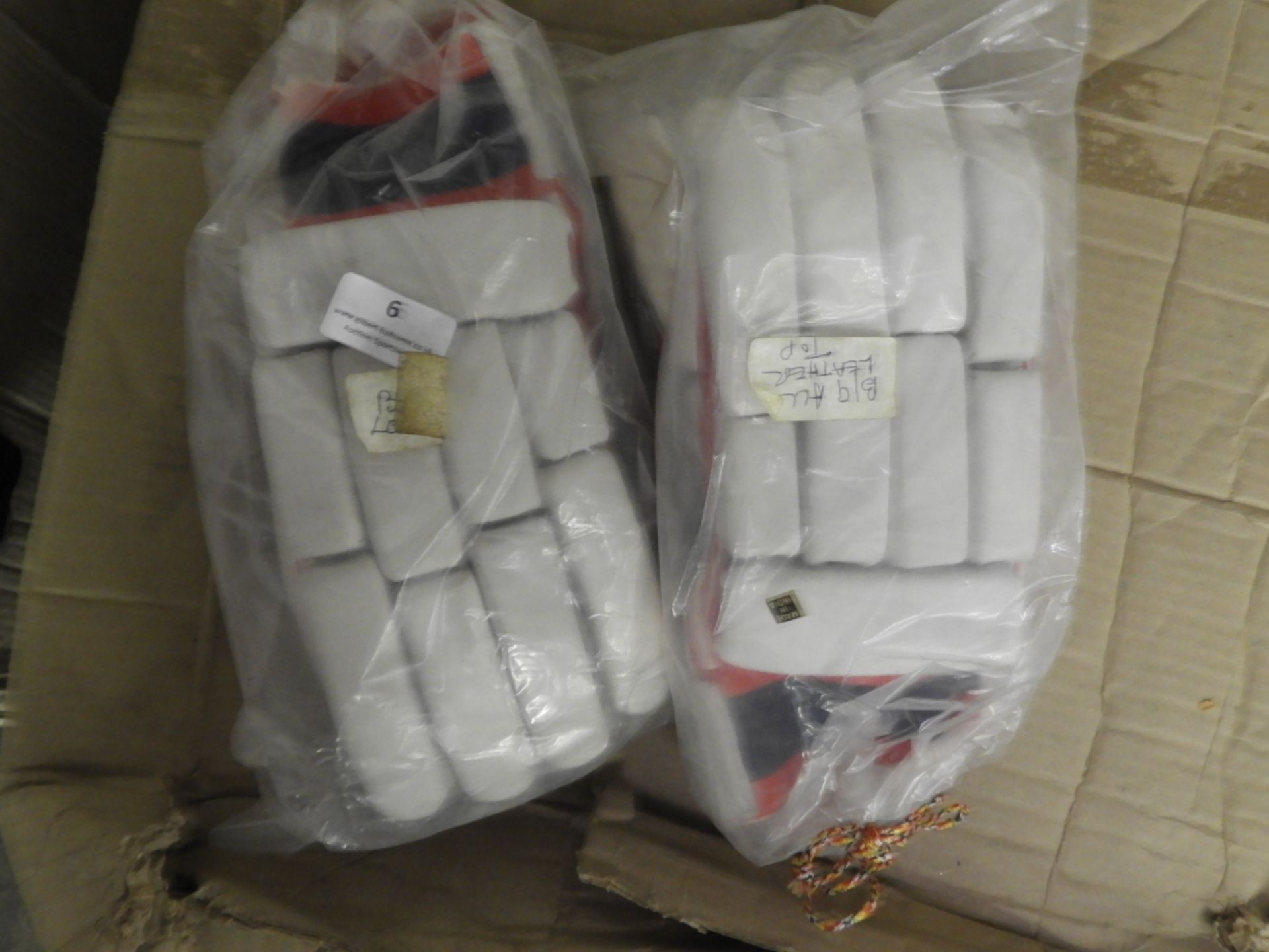 *Two Pairs of Batsman's Leather Gloves (Red & White)