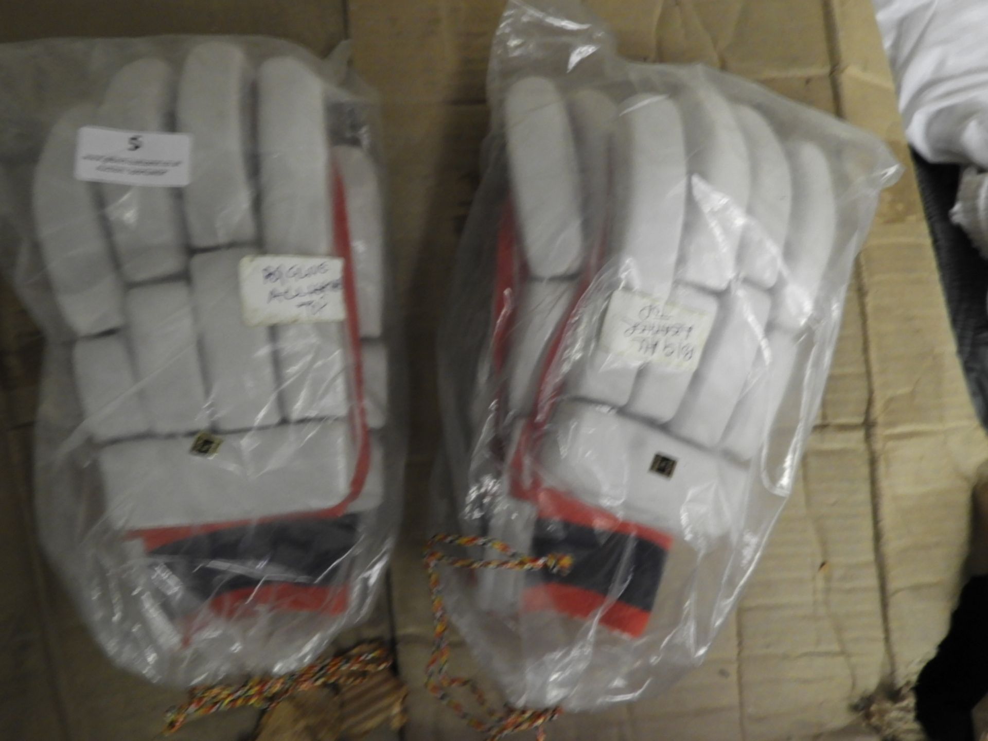 *Two Pairs of Batsman's Leather Gloves (Red & White)