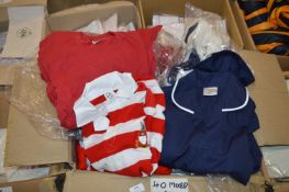 *40 Mixed Items; Red Cricket Shirts, Rugby Shirts,