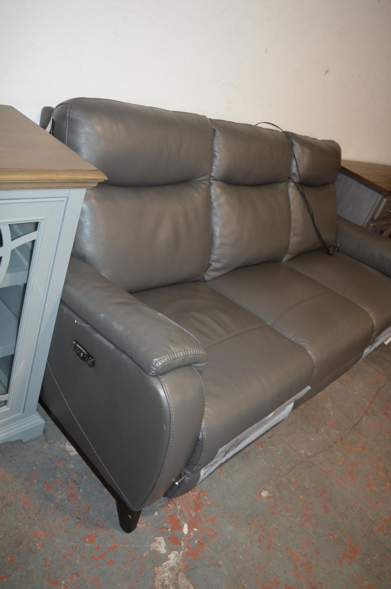 *Grey Leather Three Seat Sofa Power Recliner with - Image 2 of 2