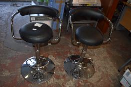 *Pair of Black Gas Lift Barstools