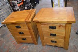 Pair of Solid Oak Three Drawer Bedside Cabinets