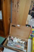 Artists Easel, Paint Box, and Oil Paints