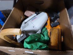 Mixed Box Including Hoover Brush Vac, Clocks, Dome Top Box, etc.