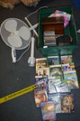 Xbox 360 and PS2 Games plus CDs, Wooden Box, Fan,