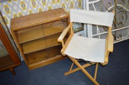 Folding Directors Chair and Glass Fronted Bookcase