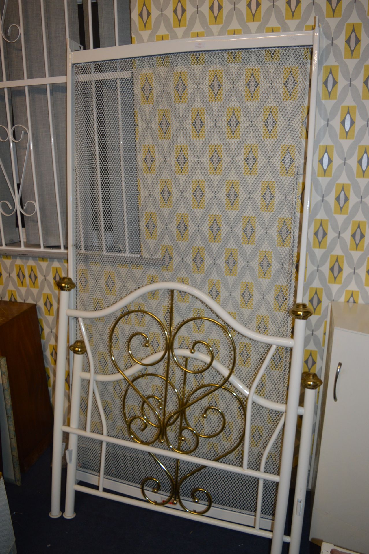 White & Gold Single Bed Frame