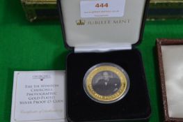 Winston Churchill Photographic Gold Plated Silver Proof £5 Coin