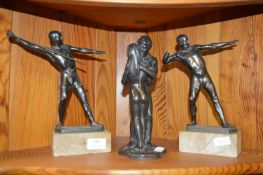 Two Bronze Sporting Figures (AF) plus Figure of Tw