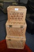 Set of Three Wooden Basket Boxes