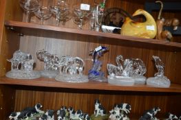 Glass Elephants, Swans, Dolphins, etc.