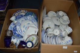 Two Boxes of Pottery; Part Dinner Services by Roya