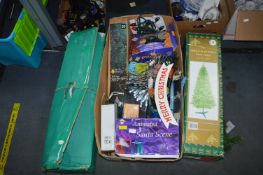 Large Box of Christmas Decorations, Lights, etc. p