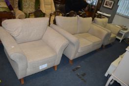 Oatmeal Two Seat Sofa and Two Armchairs