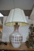 Retro Style Ceramic Table Lamp with Cream Shade