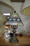 Leaded Glass Table Lamp with Brass Base