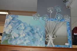 Blue Flower Decoration, a Print and a Mirror