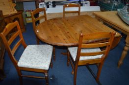 Pine Drop Leaf Dining Table with Four Matching Cha