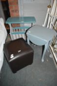 Painted Stool, Newspaper Rack and Pouffe