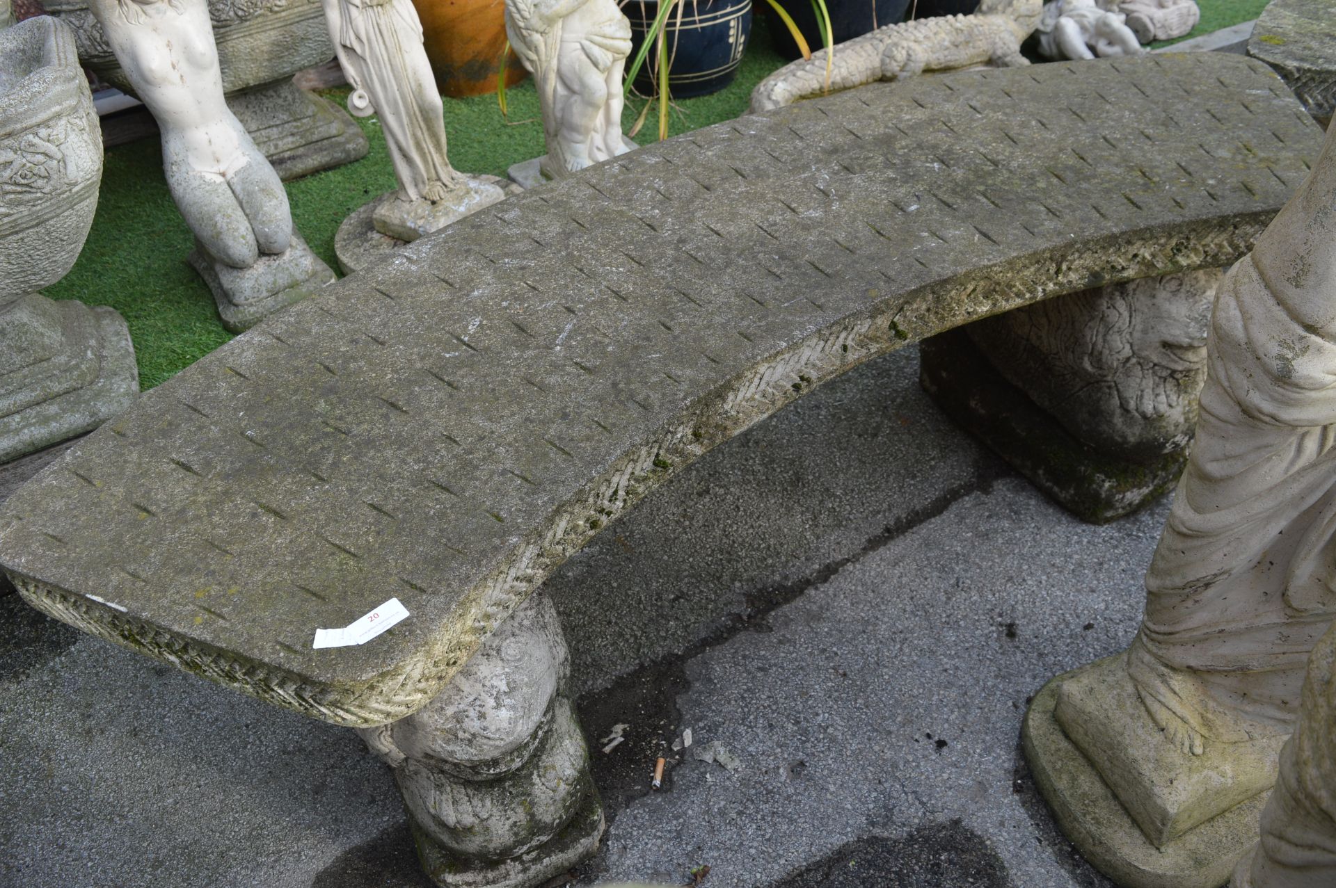 Semi Circular Garden Bench on Lion Supports ~5ft Long