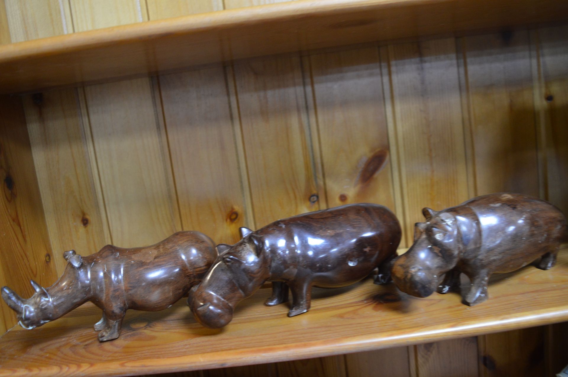 Carved Elephants, Hippos, Rhinos and Spoons - Image 4 of 4