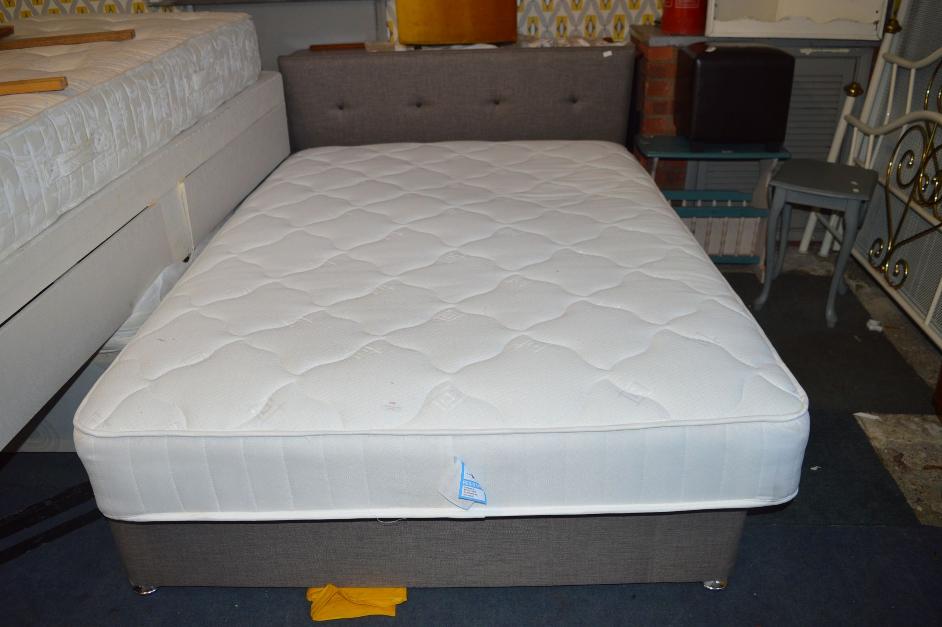 4'6" Double Divan with Four Drawers, Mattress and - Image 2 of 2