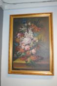 Gilt Framed Oil on Canvas - Flower Study