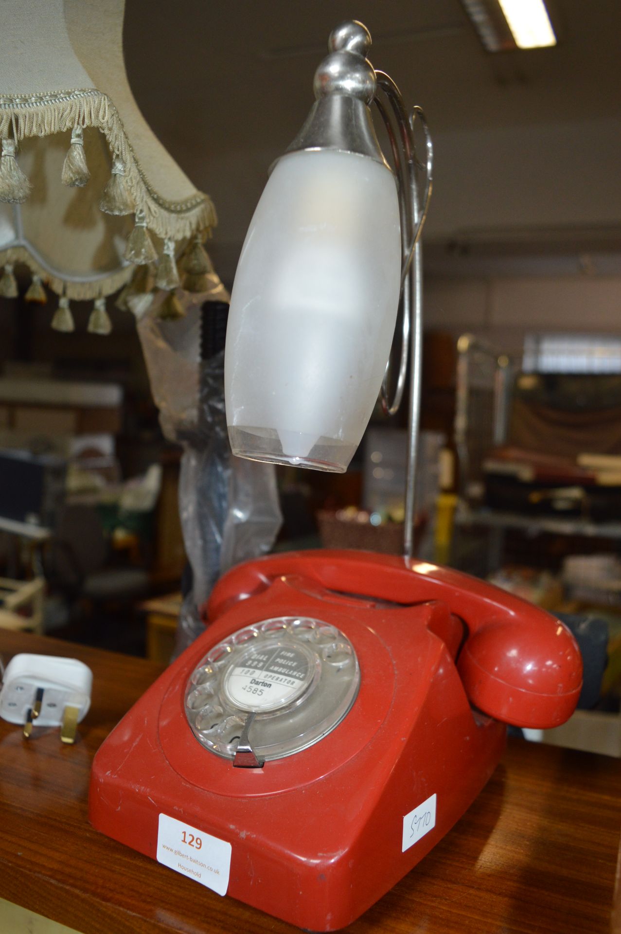 Red Telephone Converted into a Lamp