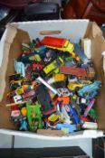 Box of Playworn Diecast Cars; Dinky, Corgi, Matchb