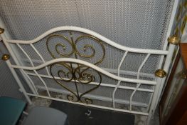 White & Gold Metal Double Bed Frame 4'5" width