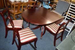 Mahogany Effect Oval Drop Leaf Dining Table with F