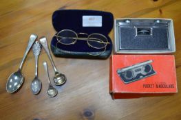 Vintage Spectacles, Opera Glasses, and Plated Spoo