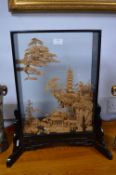 Chinese Framed Diorama on Stand