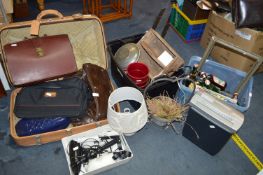 Two Tubs and a Case of Household Goods; Briefcase,