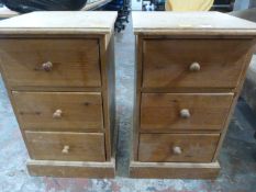 Pair of Small Three Drawer Pine Chests