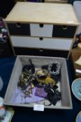 Wooden Tray Box of Assorted Bracelets plus 5 Drawe