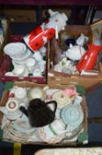 Three Boxes of Pottery, Glassware, Teapots, etc.