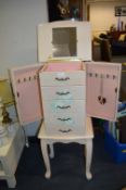 Large Five Drawer Jewellery Cabinet on Cabriole Le