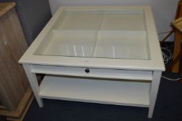 White Glass Topped Coffee Table 3ft x 3ft