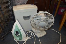 Shredder, Oscillating Fan and a Tefal Steam Iron