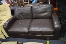 Two Seat Chocolate Leather Sofa