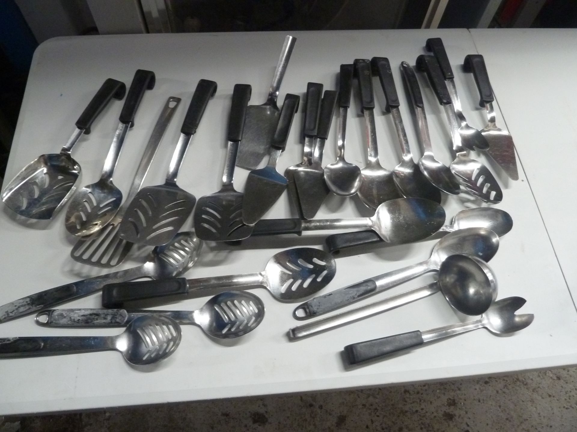 * selection of slotted spoons, spoons, fish slices, ladles x approx. 20