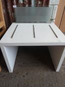* white and glass tray stand