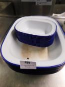 * blue and white enamel dishes - 10 x large, 10 x small