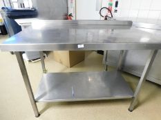 * S/S prep bench with upstand and undershelf 1200w x 640d x 900h