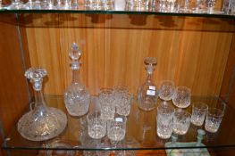 Cut Glass Crystal Decanters; Tumblers, Brandy Glas