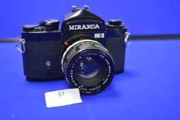 Miranda RE-2 SLR Camera with Two Lenses and Flash Gun